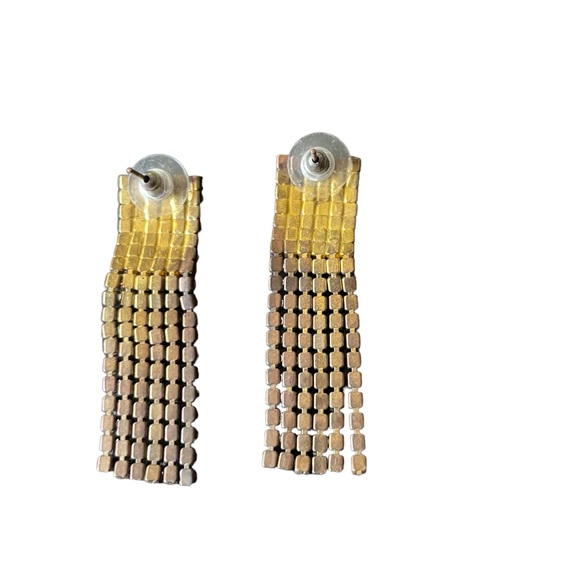 Vintage gold and white/clear stone chandelier earrings - Picture 3 of 4